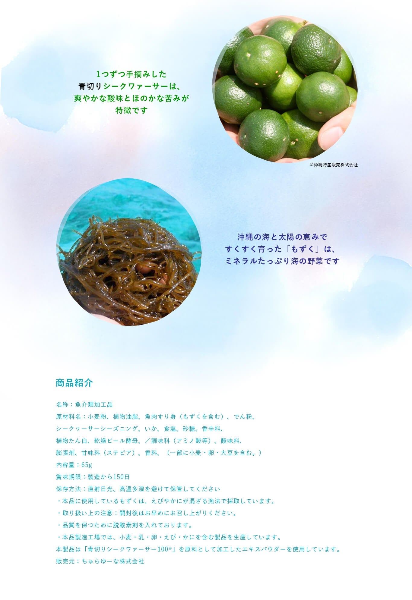 【ちゅらゆーな】”パリッと” もずく入りいか味天 シークワァーサー味